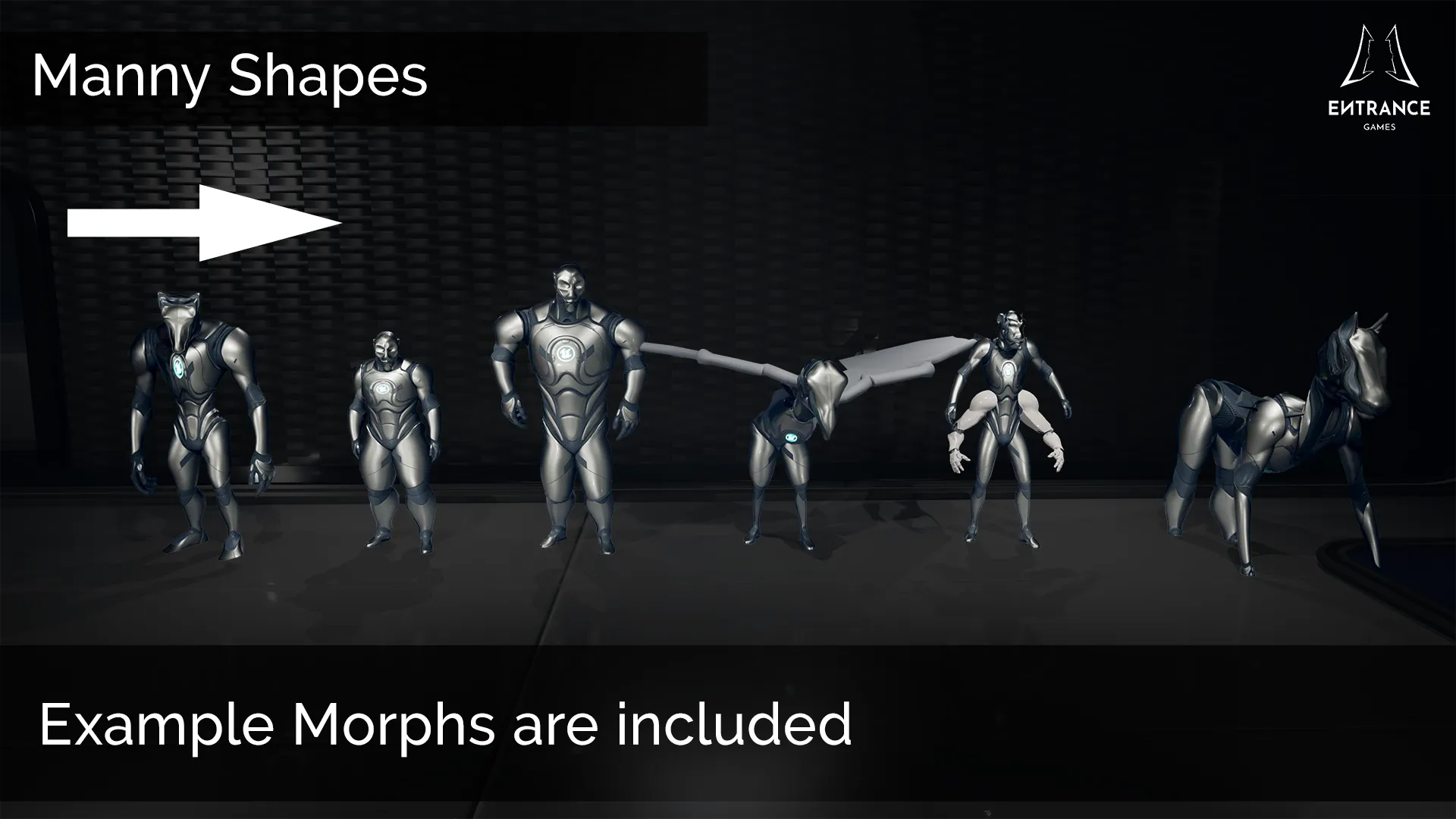 Different Morphs we achieved with Skeletal and Morph Targets on a modified Mannequin Skeletal Mesh.